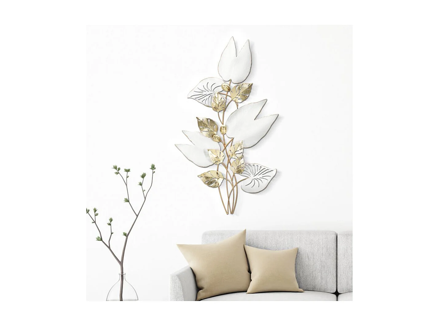 Décoration Murale en Métal "Pitch" 90cm Blanc & Or