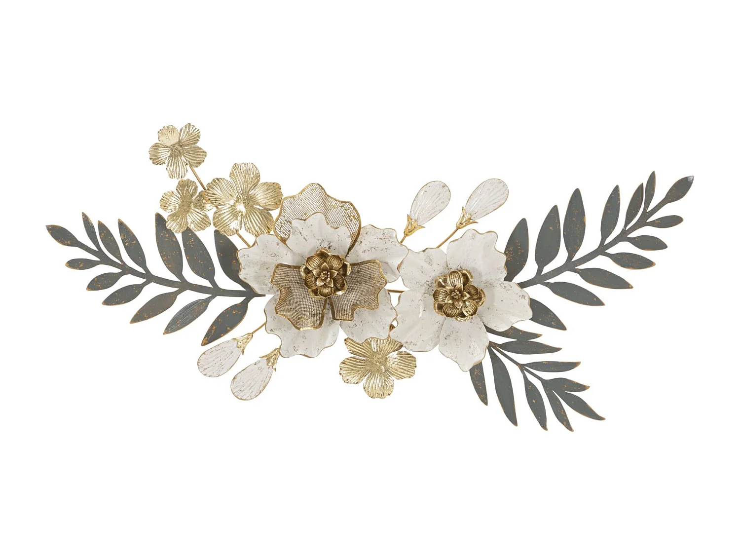 Pannello decorativo 3D fiori in metallo multicolore cm 90,2x7,6x41,9