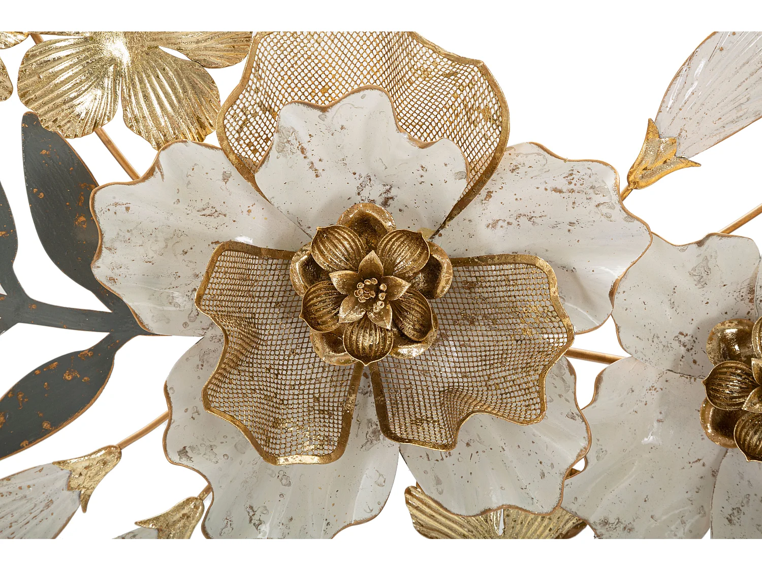 Pannello decorativo 3D fiori in metallo multicolore cm 90,2x7,6x41,9