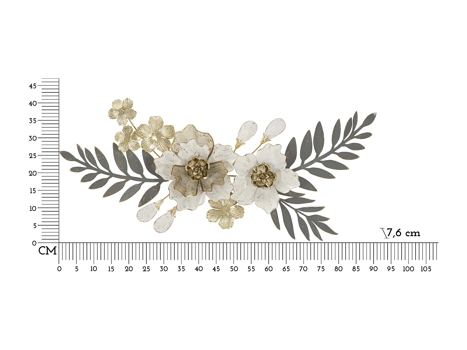 Pannello decorativo 3D fiori in metallo multicolore cm 90,2x7,6x41,9