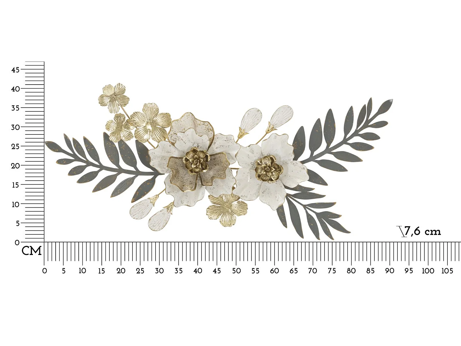 3D-Dekopaneel Blumen aus Metall mehrfarbig 90,2x7,6x41,9 cm