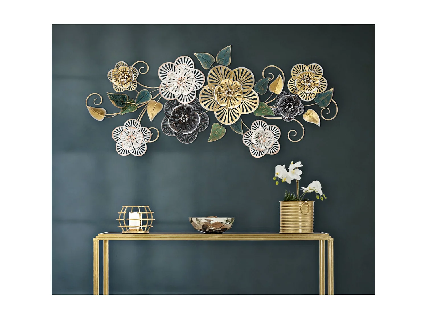 Pannello decorativo 3D in metallo multicolore cm 118x4x58