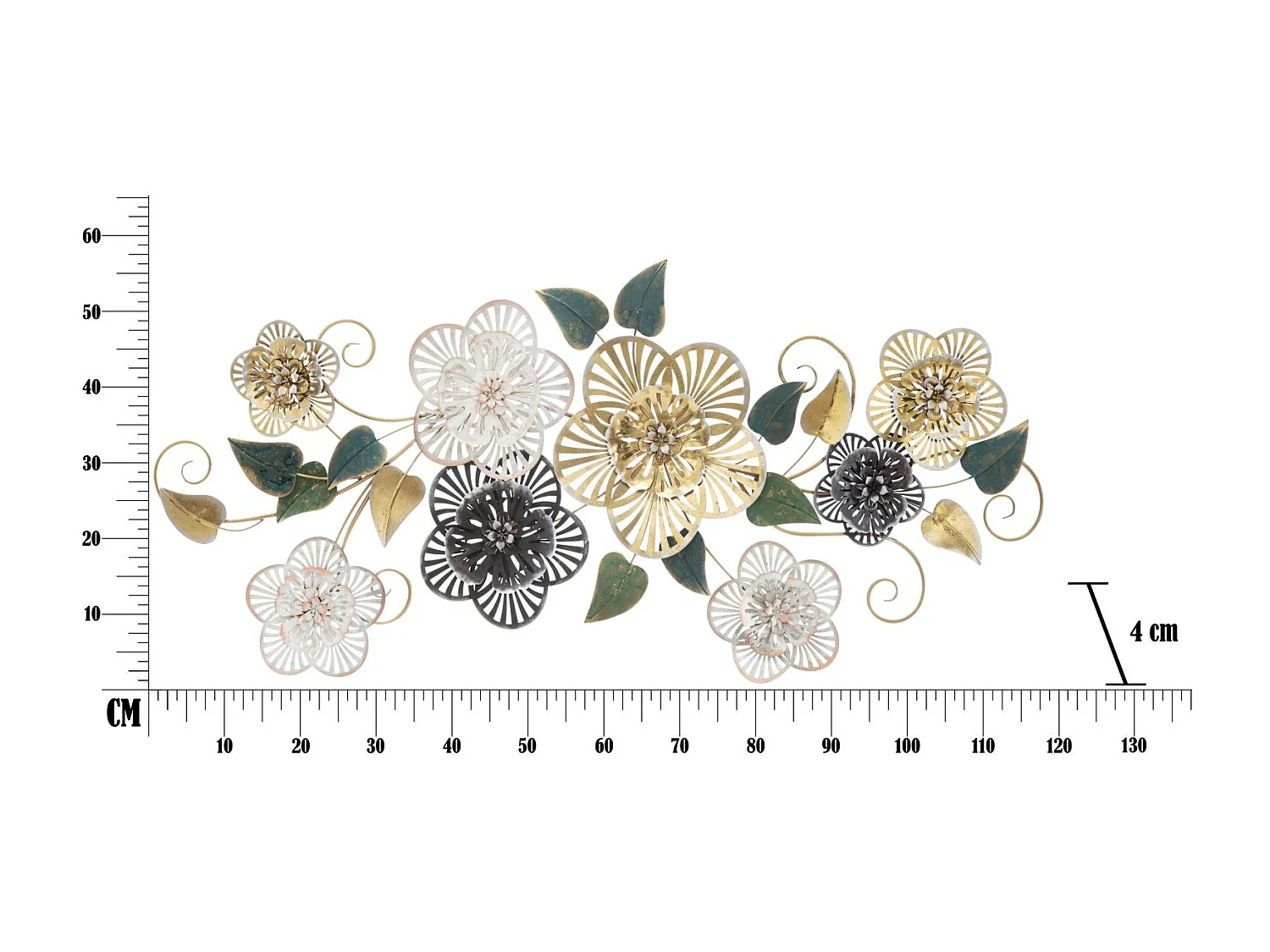 Pannello decorativo 3D in metallo multicolore cm 118x4x58