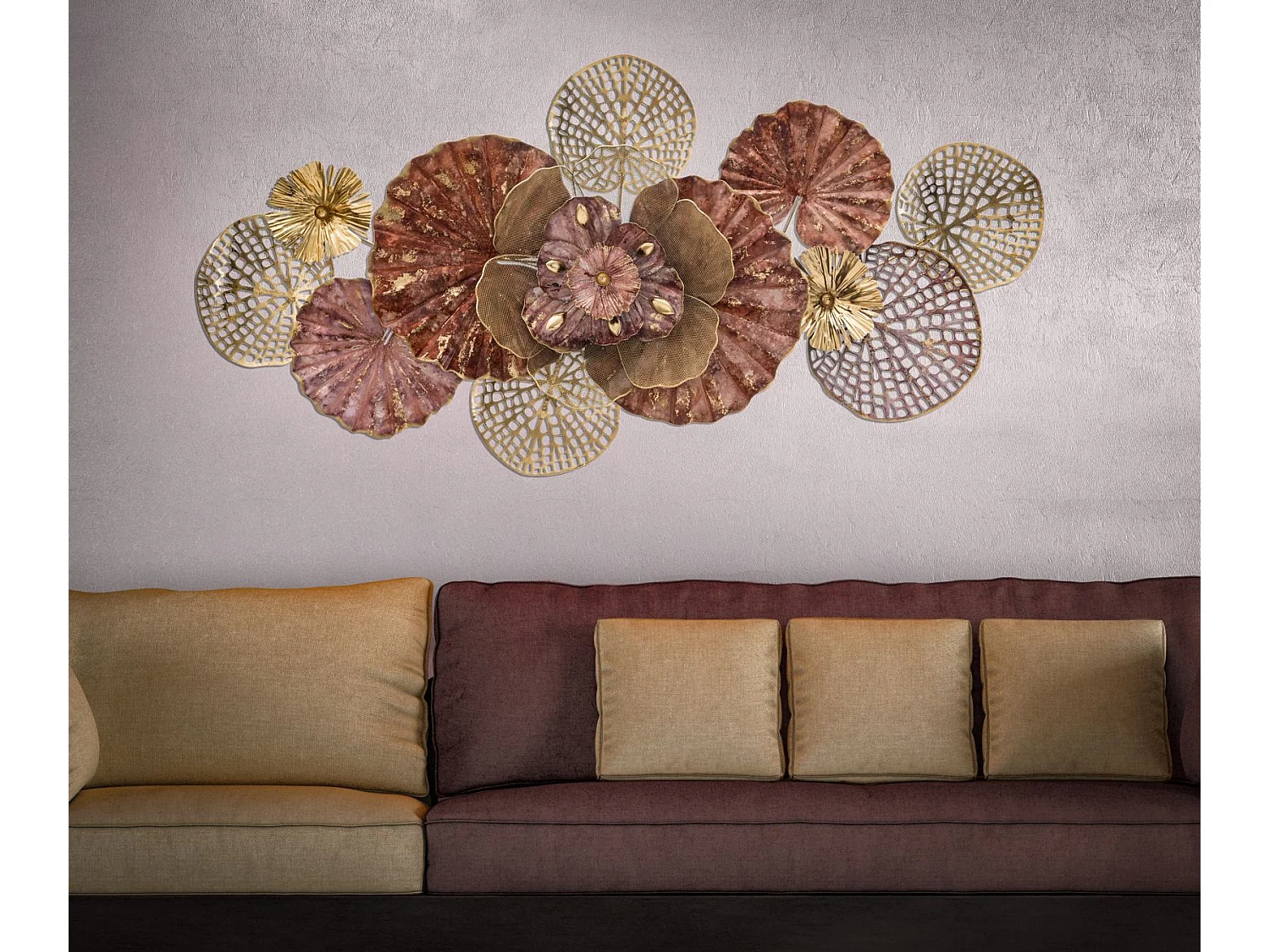 Pannello decorativo 3D in metallo multicolore cm 118x10x58