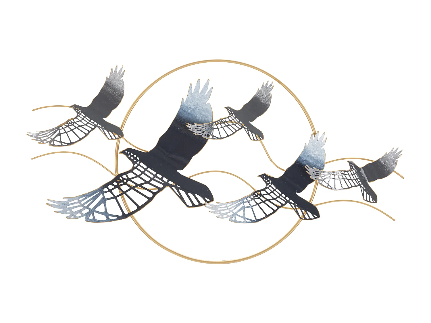 Décoration Murale Encadrée en Métal "Oiseaux" 91cm Multicolore