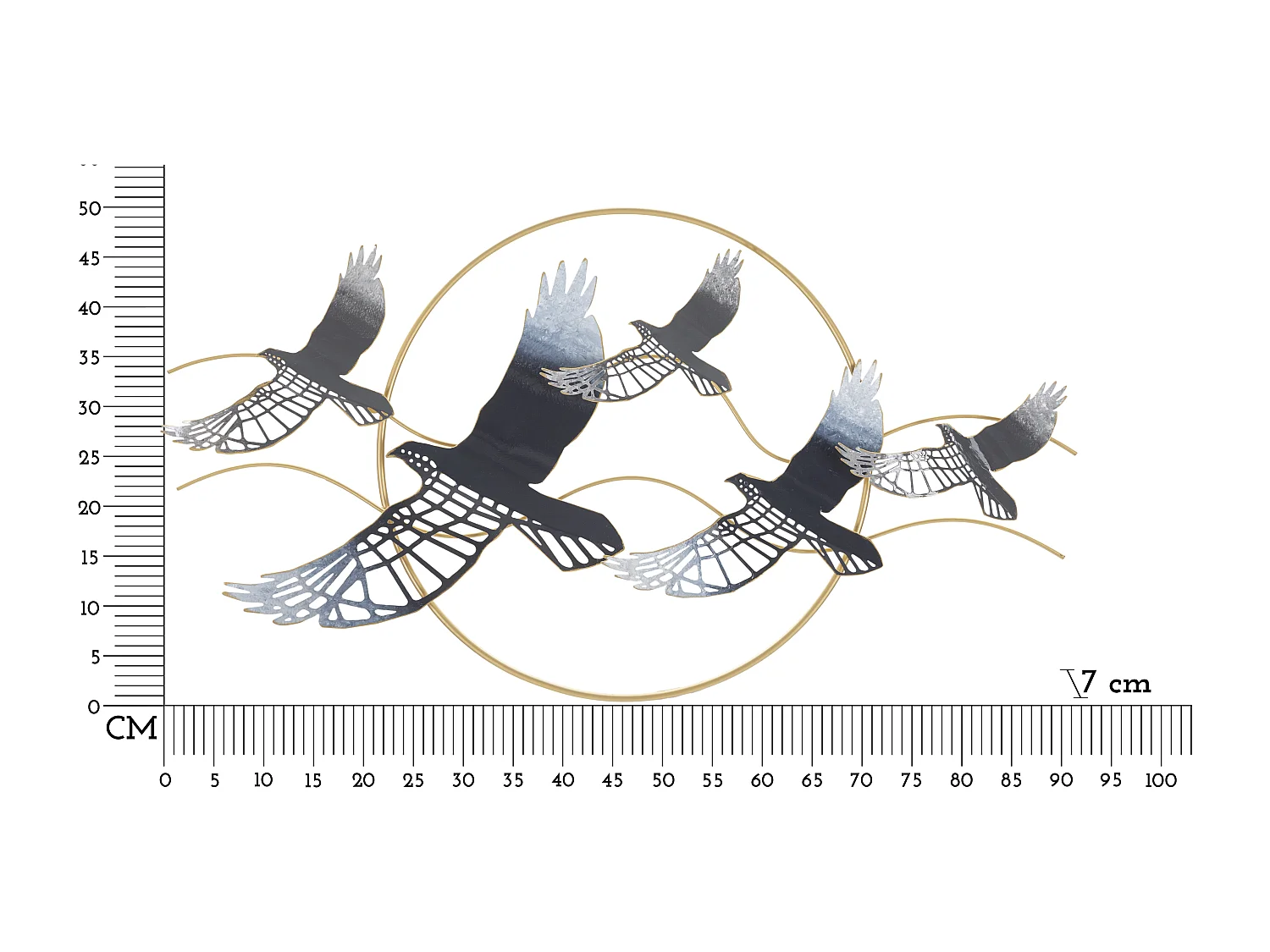 Décoration Murale Encadrée en Métal "Oiseaux" 91cm Multicolore