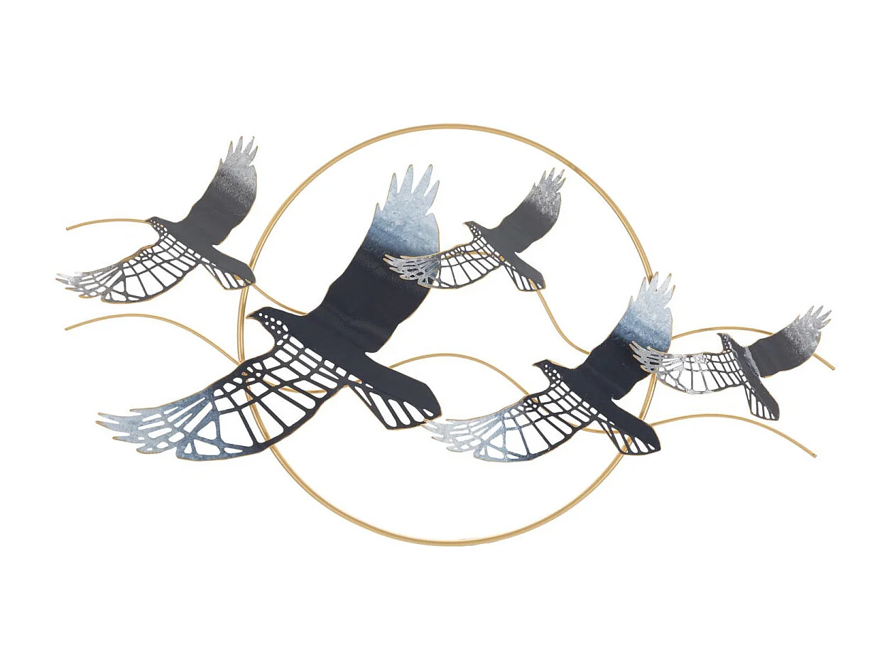 Décoration Murale Encadrée en Métal "Oiseaux" 91cm Multicolore