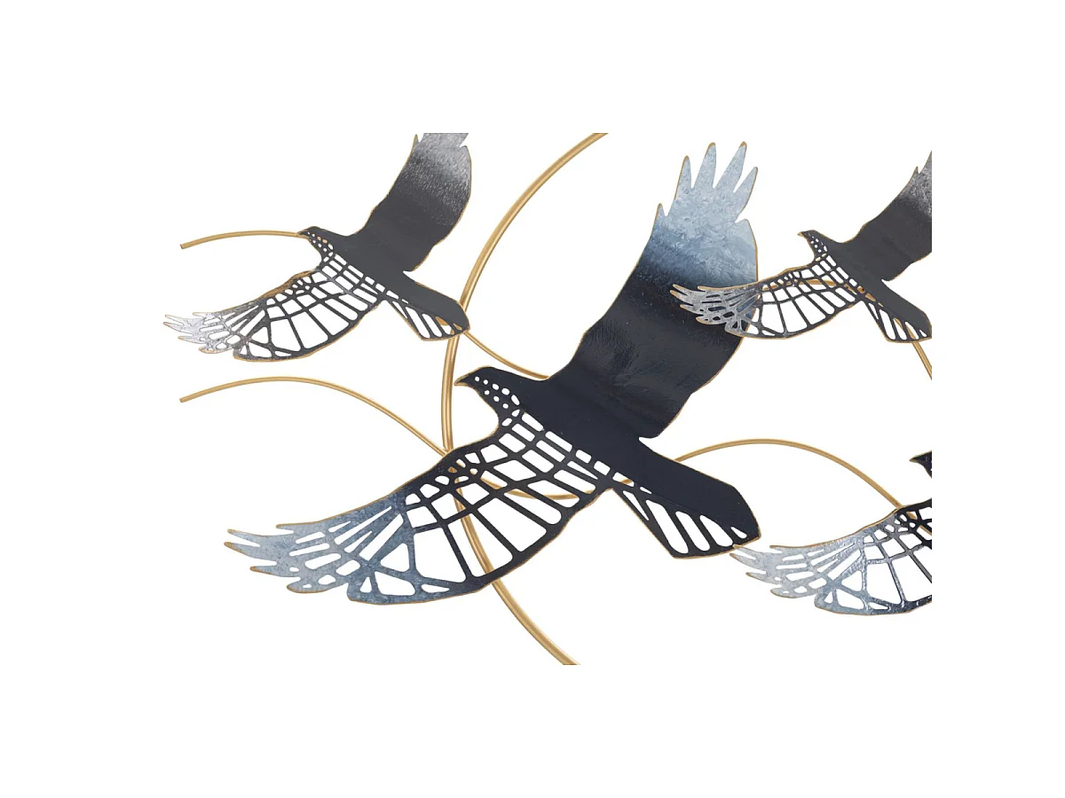 Décoration Murale Encadrée en Métal "Oiseaux" 91cm Multicolore