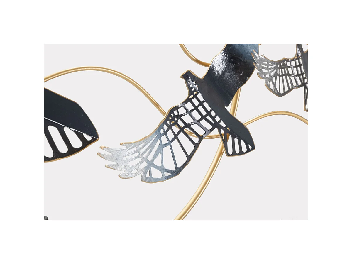 Décoration Murale Encadrée en Métal "Oiseaux" 91cm Multicolore
