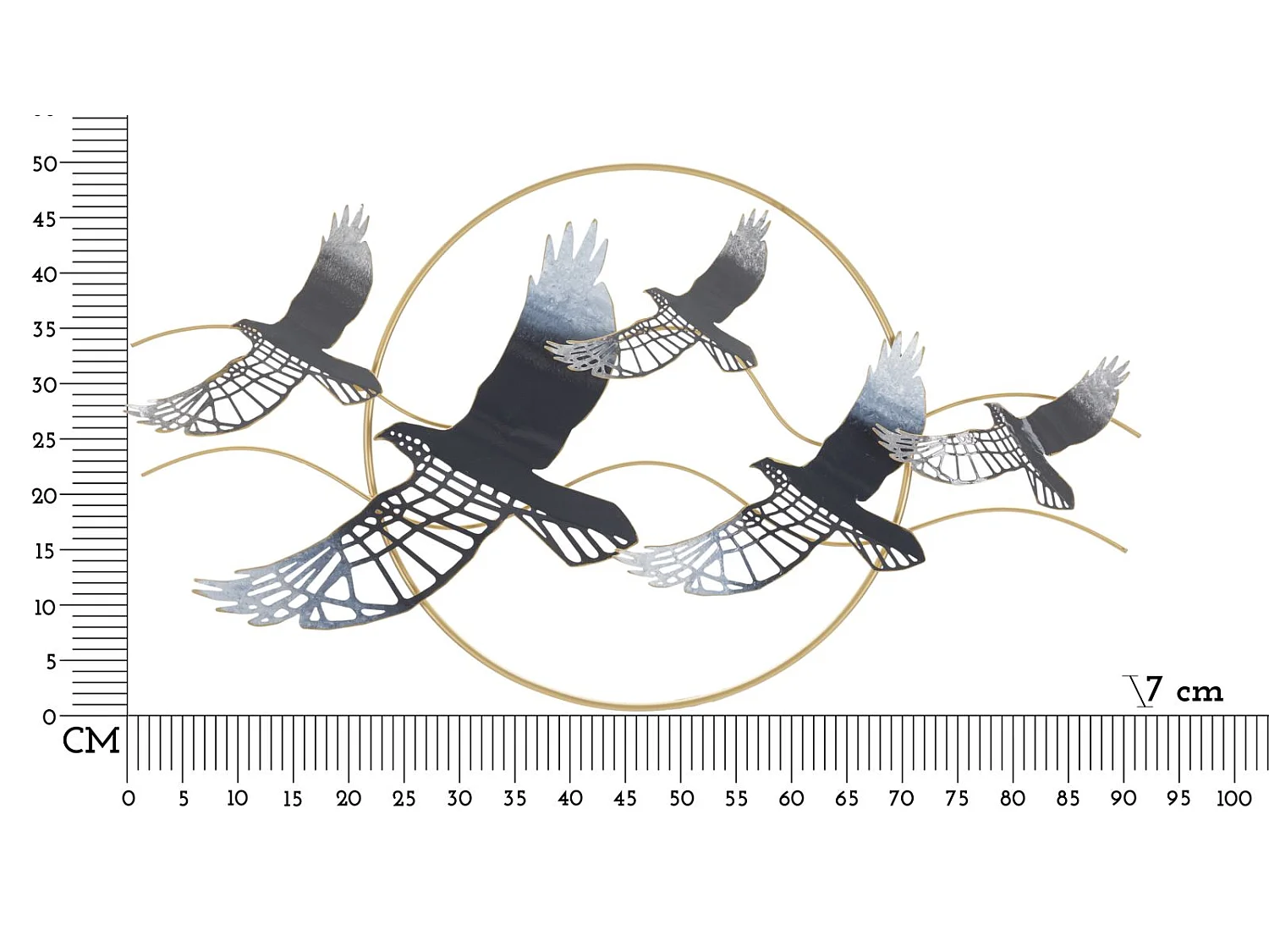 Décoration Murale Encadrée en Métal "Oiseaux" 91cm Multicolore