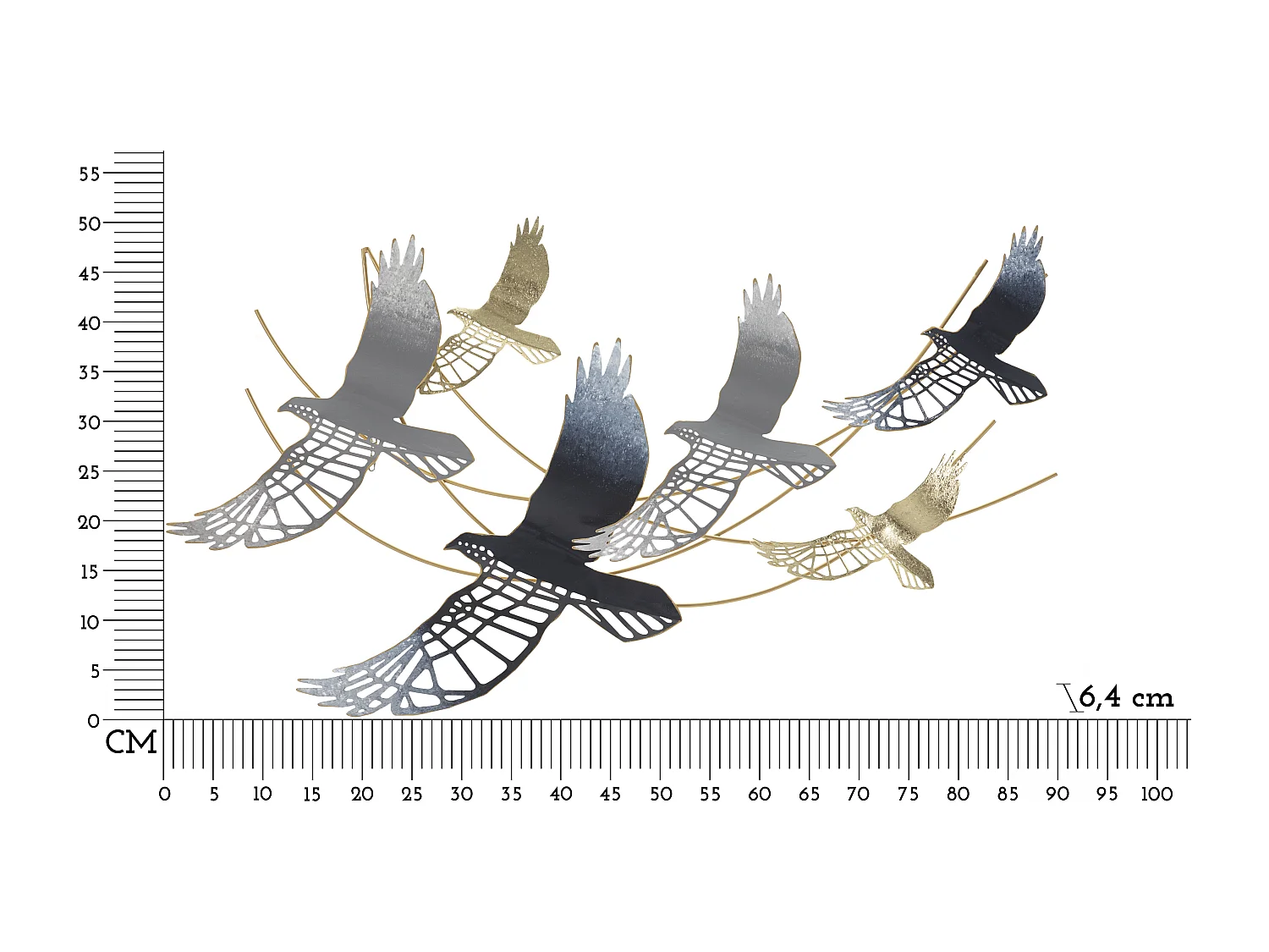 Décoration Murale en Métal "Oiseaux" 90cm Multicolore