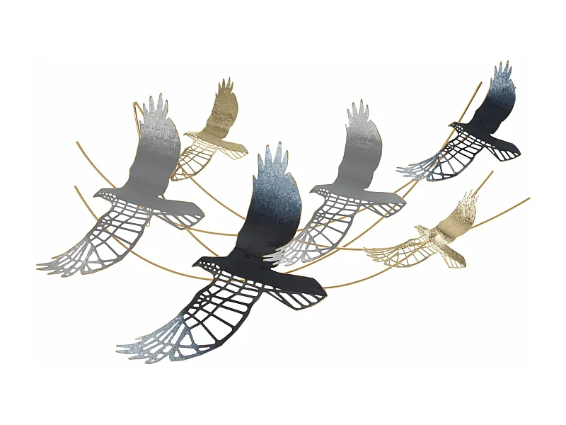 Décoration Murale en Métal "Oiseaux" 90cm Multicolore