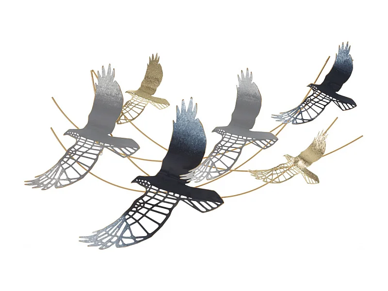 Décoration Murale en Métal "Oiseaux" 90cm Multicolore
