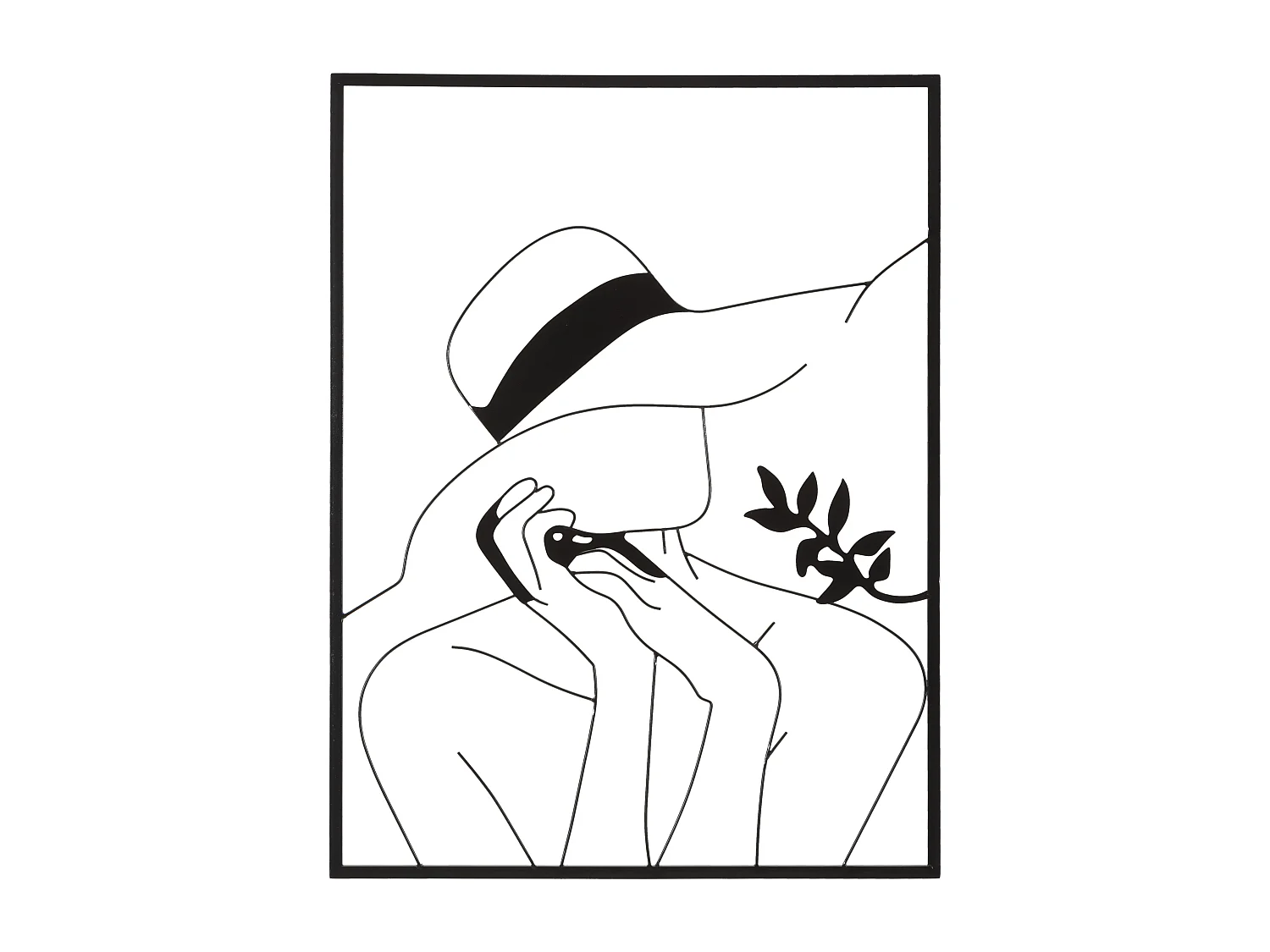 Panneau décoratif 3D en métal noir pour femme avec chapeau cm 60x1x80