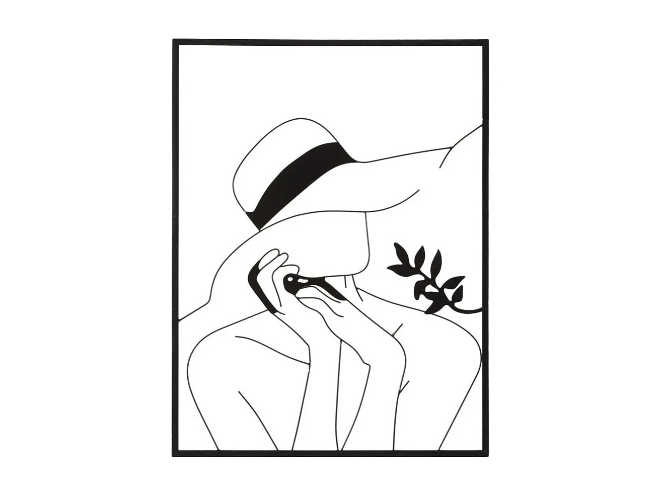 Déco Murale Encadrée en Métal "Chapeau" 80cm Noir