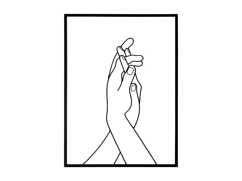 Panneau Mural Décoratif 3D en Fer - Mains Unies aux Lignes Simples - 40x1x55 cm - Décoration Murale Élégante