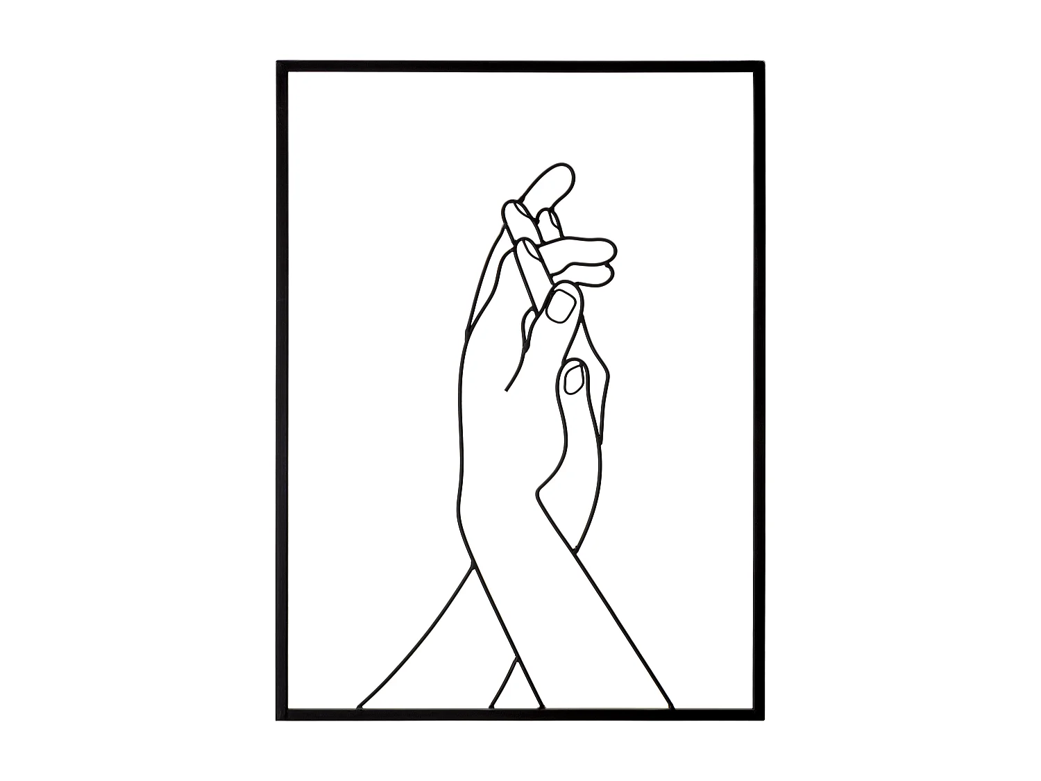 Pannello decorativo 3D mani in metallo nero cm 40x1x55