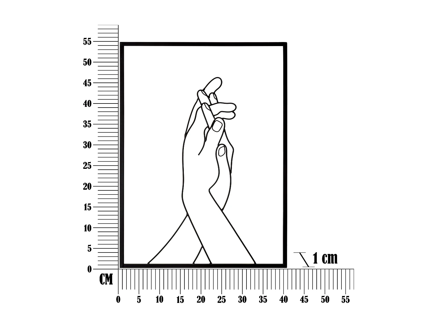 Panneau Mural Décoratif 3D en Fer - Mains Unies aux Lignes Simples - 40x1x55 cm - Décoration Murale Élégante