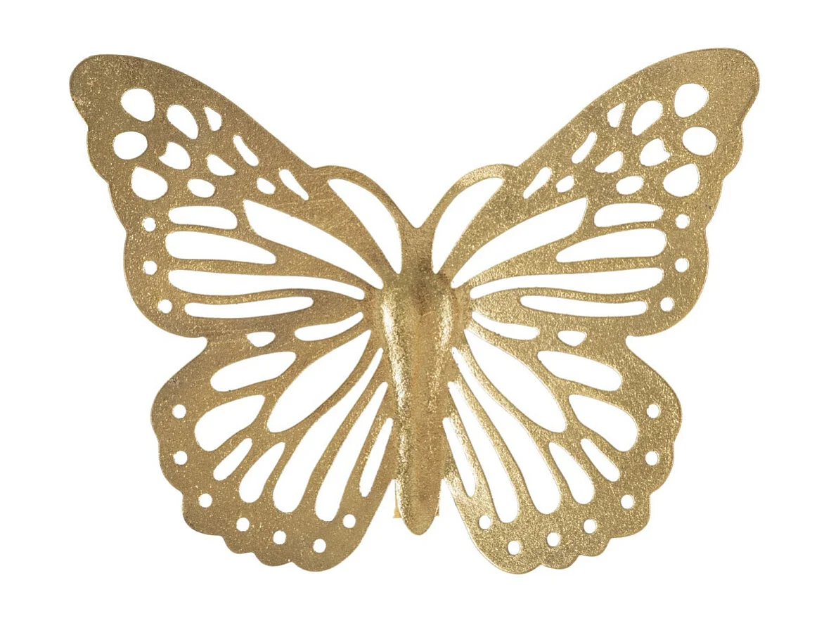 Lot de 4 Décorations Murales en Métal "Butterflies" 35cm Or