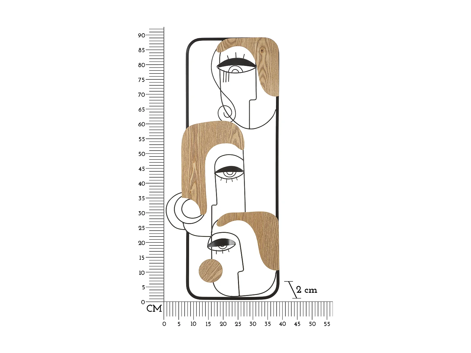 Décoration Murale Encadrée en Métal "Picassy" 89cm Noir