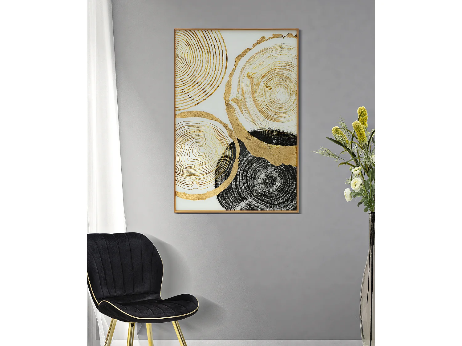 Pannello in vetro astratto con cornice multicolore cm 80x3,5x120