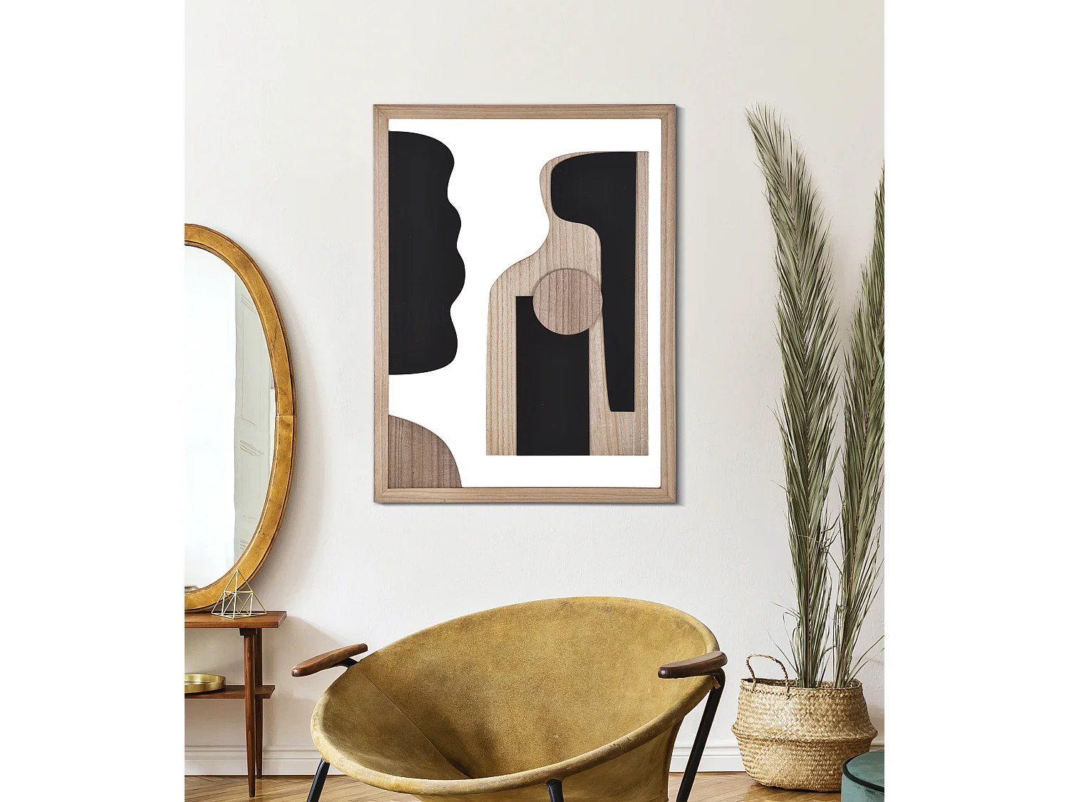 Décoration Murale Encadrée "Astry" 80cm Naturel & Noir