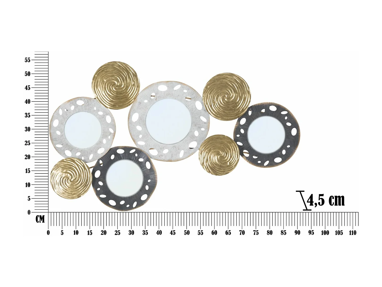 Décoration Murale 4 Miroirs "Gloty" 91cm Multicolore