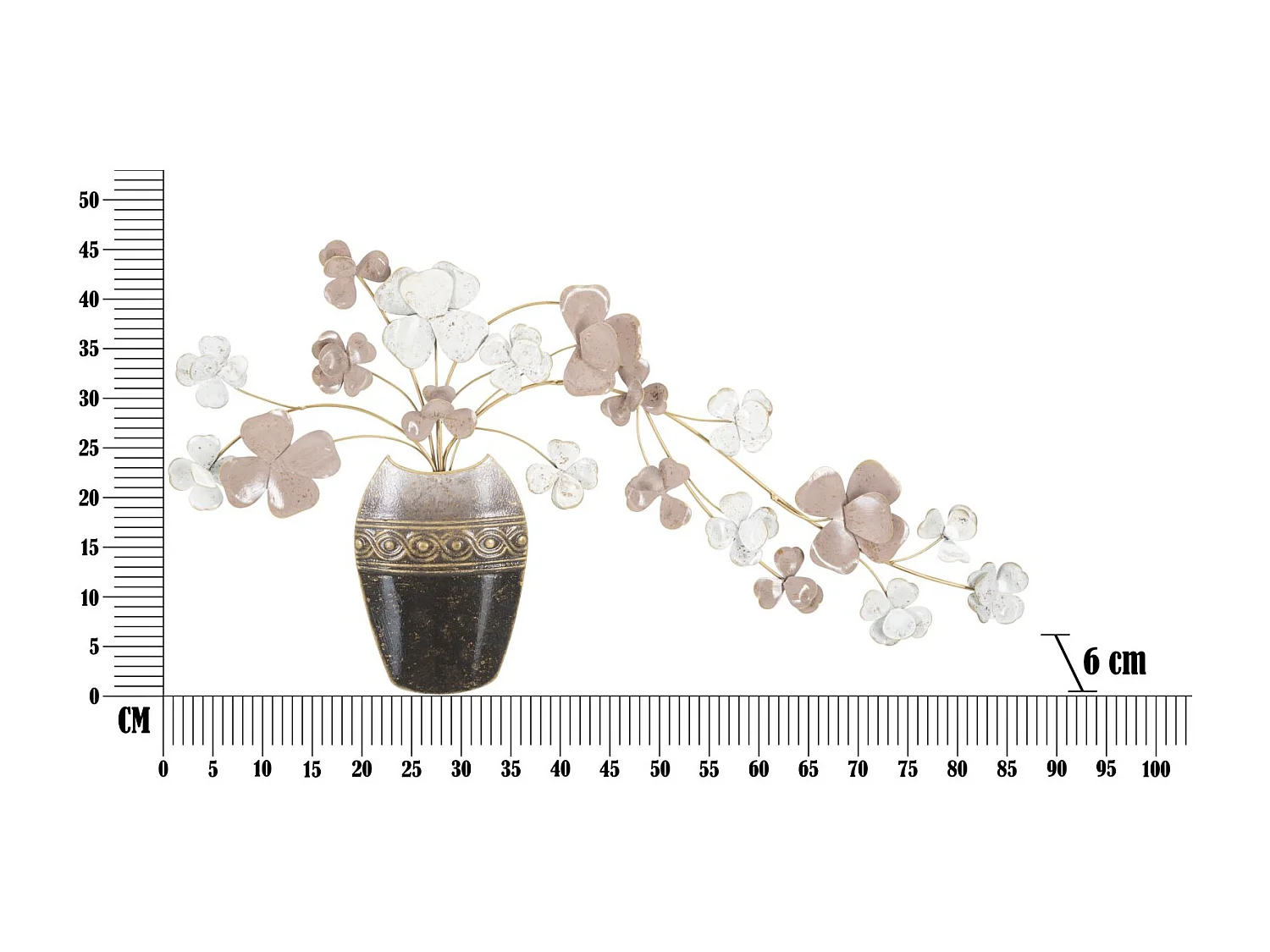 Décoration Murale en Métal "Vase" 87cm Multicolore