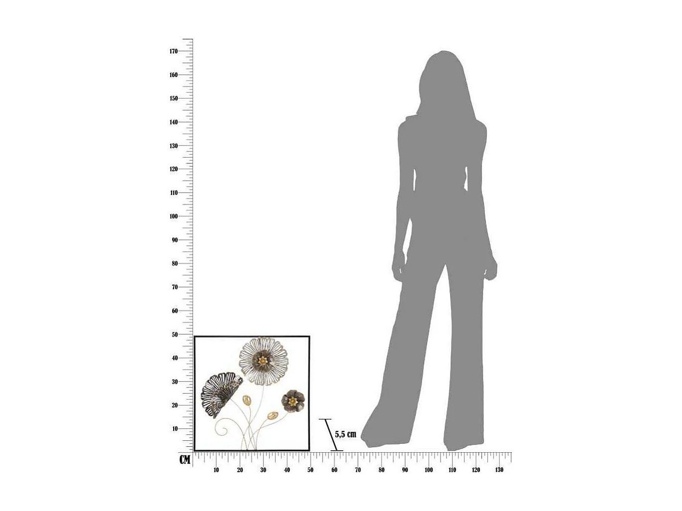 Pannello decorativo 3D in metallo multicolore cm 50x5,5x50