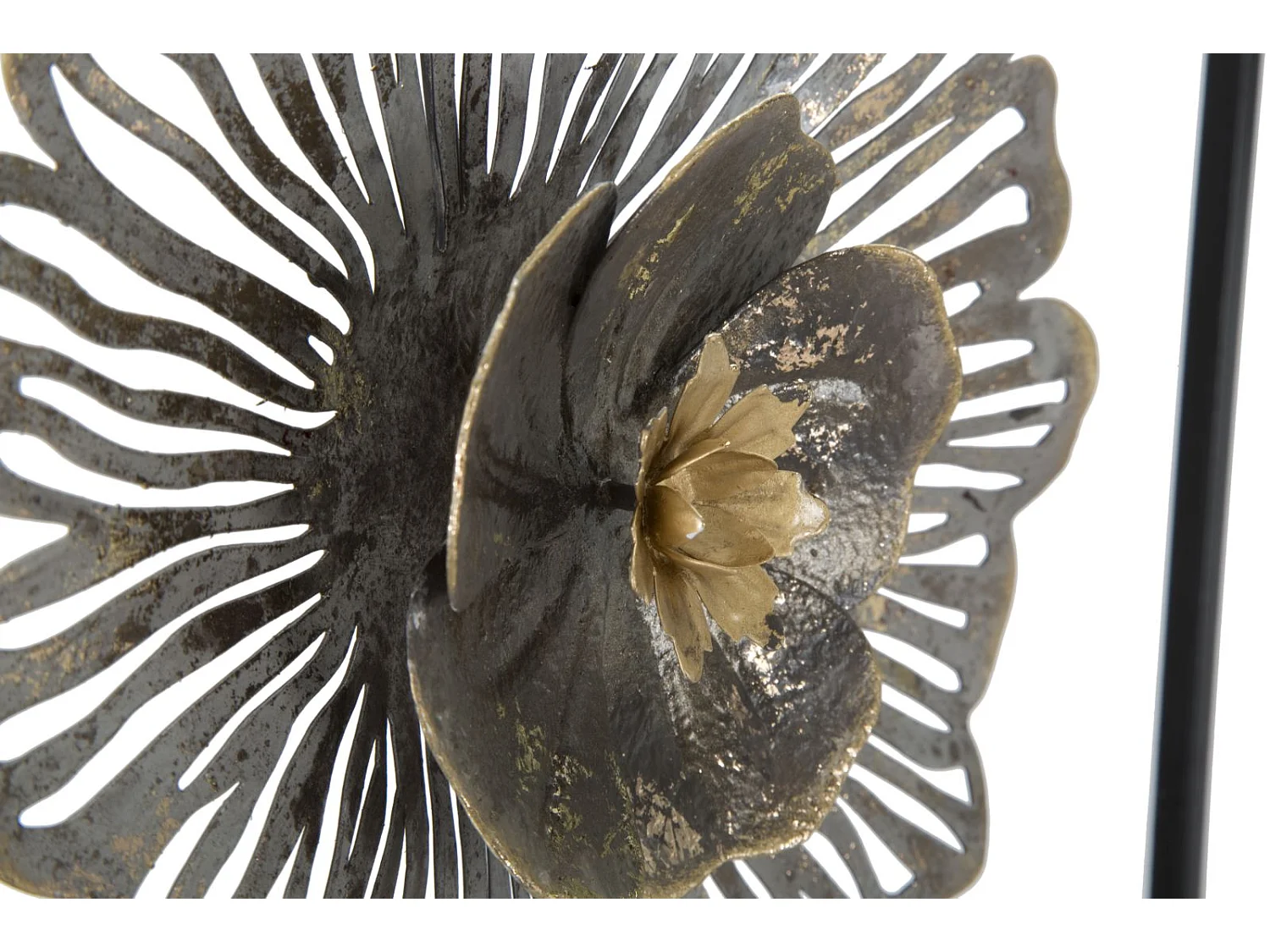 Décoration Murale Encadrée en Métal "Fleurs" 50cm Multicolore