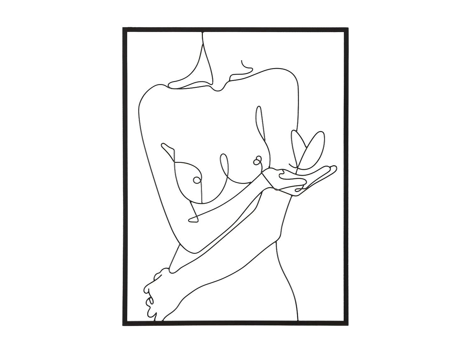 Pannello decorativo 3D in metallo nero donna cm 60x1x80