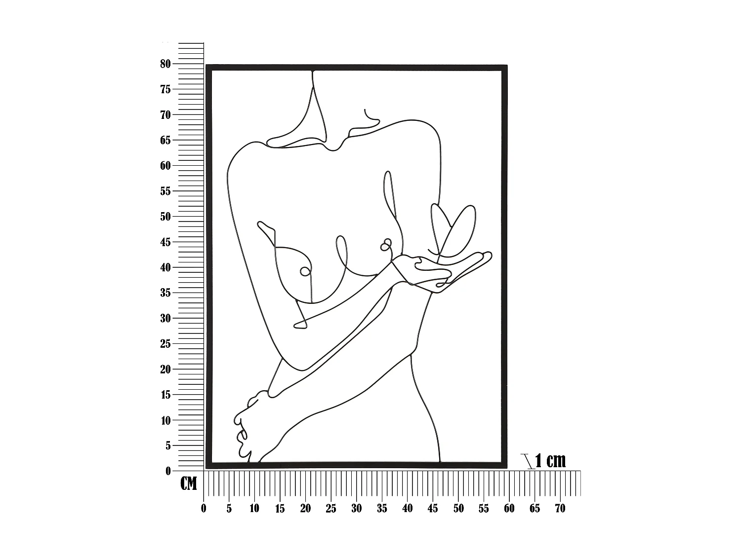 Pannello decorativo 3D in metallo nero donna cm 60x1x80