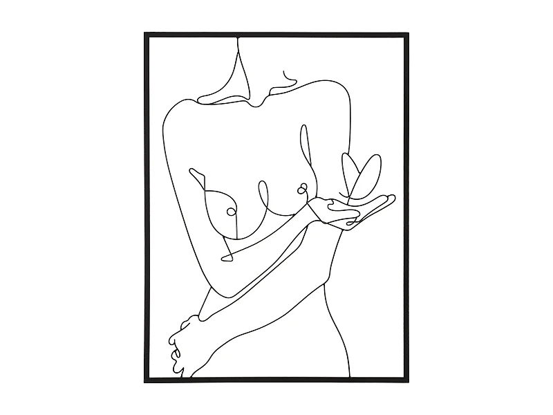 Pannello decorativo 3D in metallo nero donna cm 60x1x80