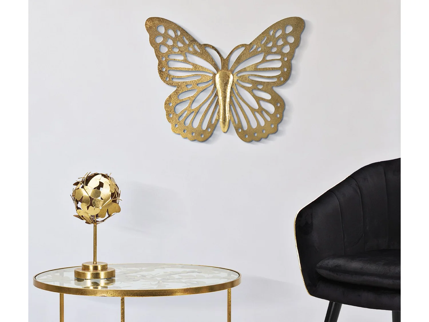 Décoration Murale en Métal "Butterfly Uni" 43cm Or