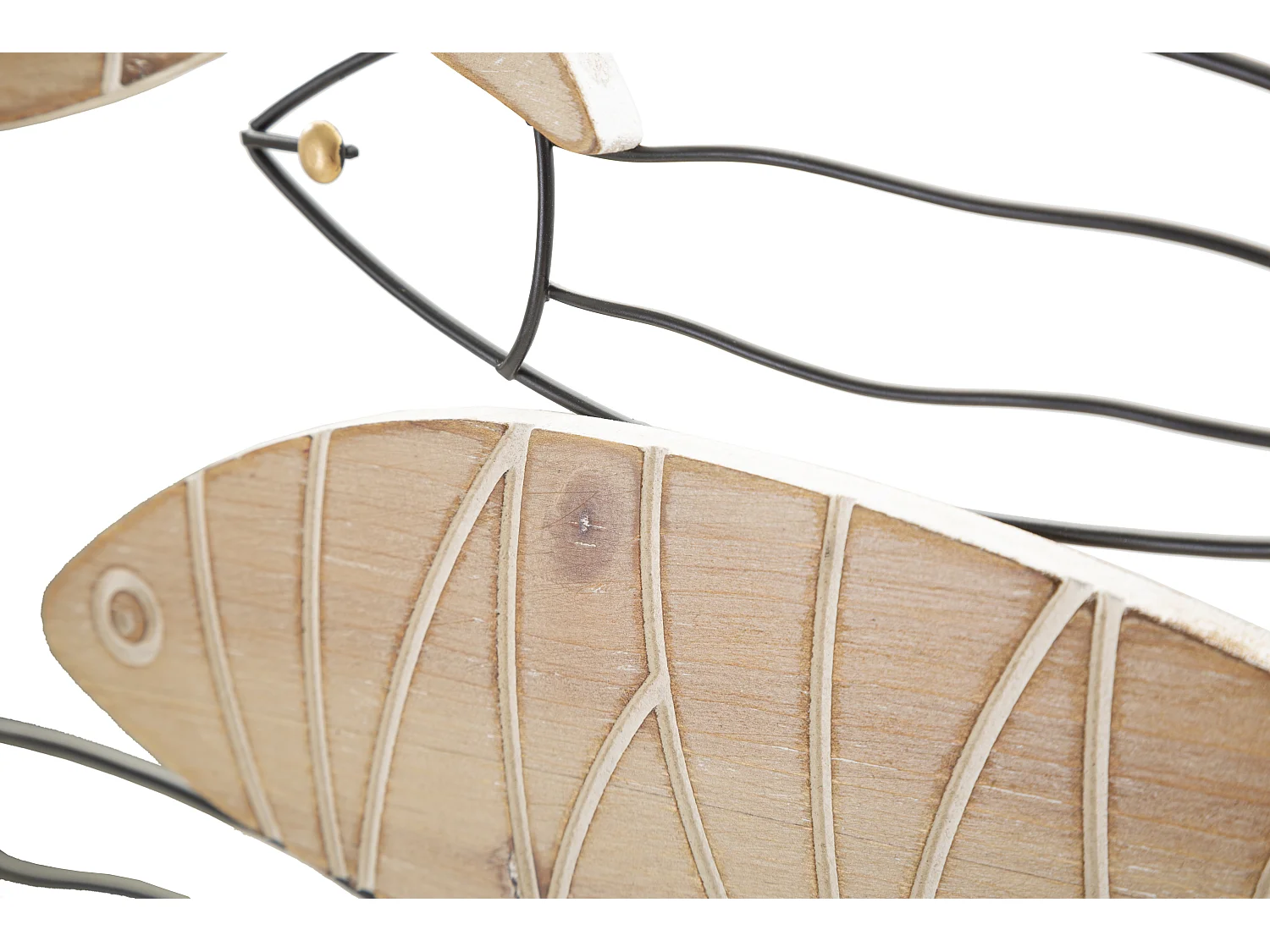 Pannello decorativo 3D pesci in metallo e legno nero cm 60x2x30