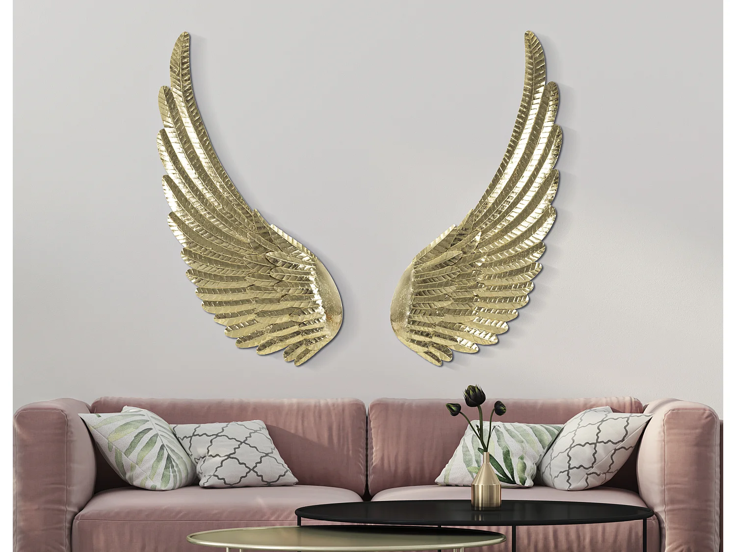 Set di 2 ali in metallo dorato cm 60x4,4x130