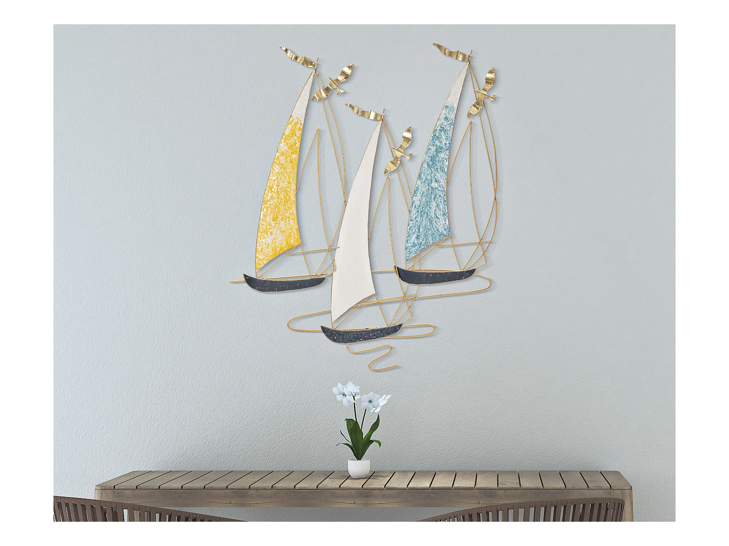 Pannello decorativo 3D vela in metallo multicolore cm 78,7x3,8x97,8