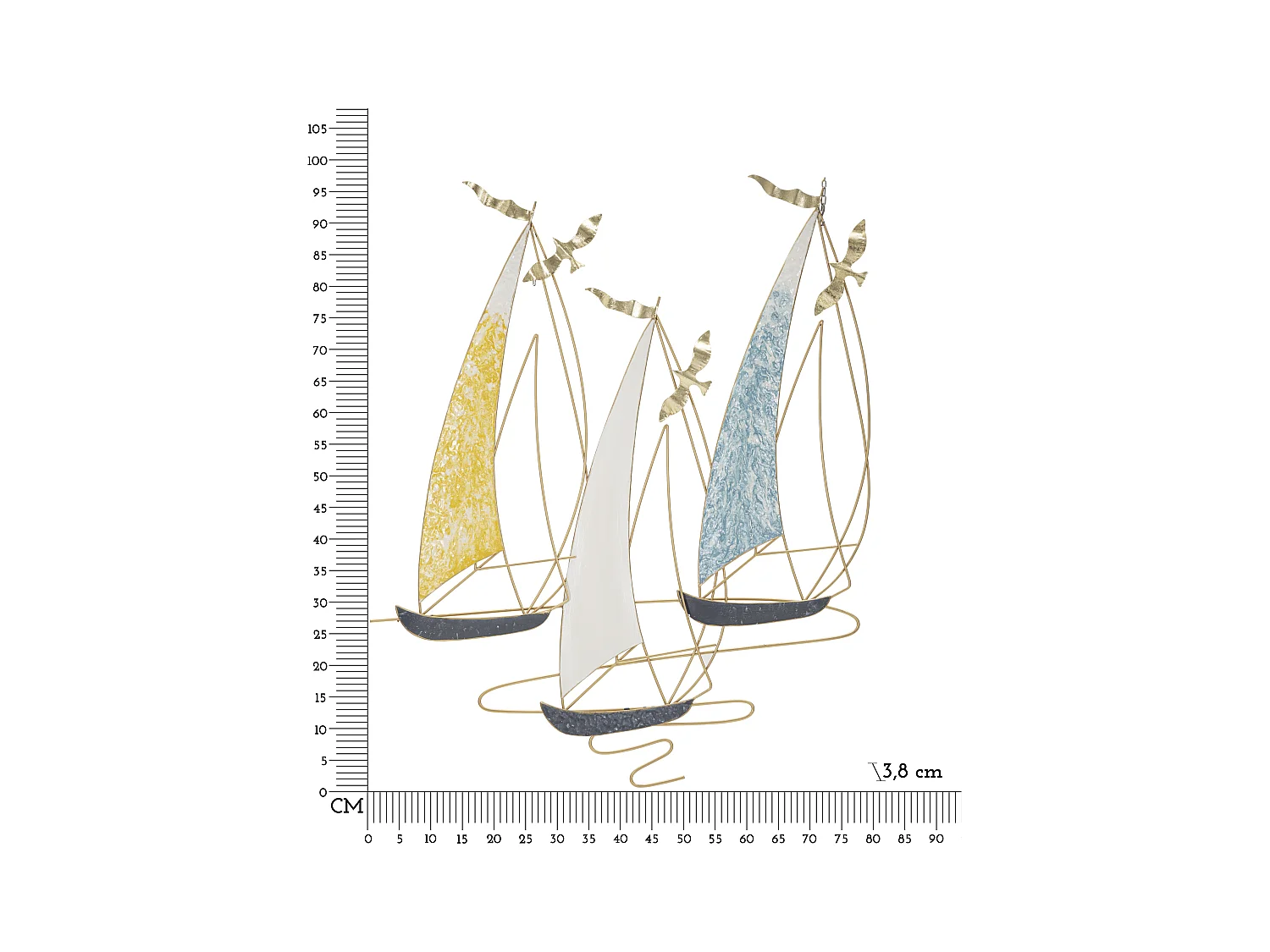 Pannello decorativo 3D vela in metallo multicolore cm 78,7x3,8x97,8