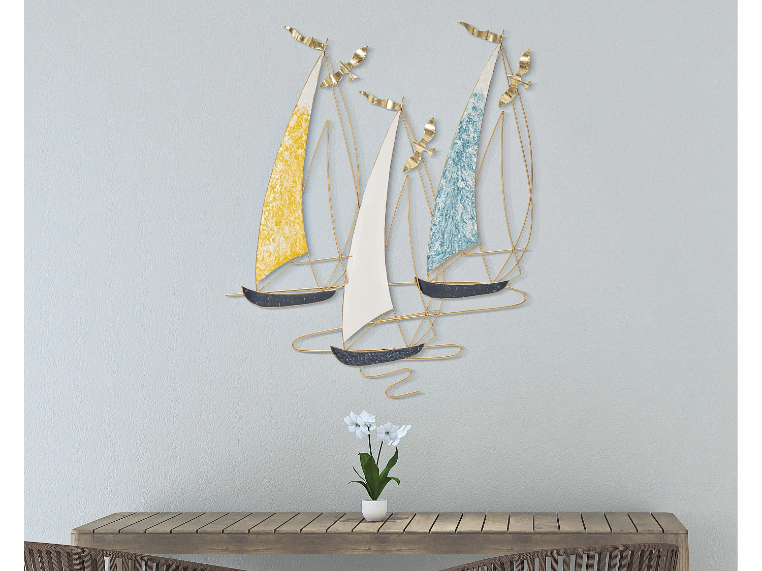 Décoration Murale en Métal "Vela Color" 97cm Multicolore