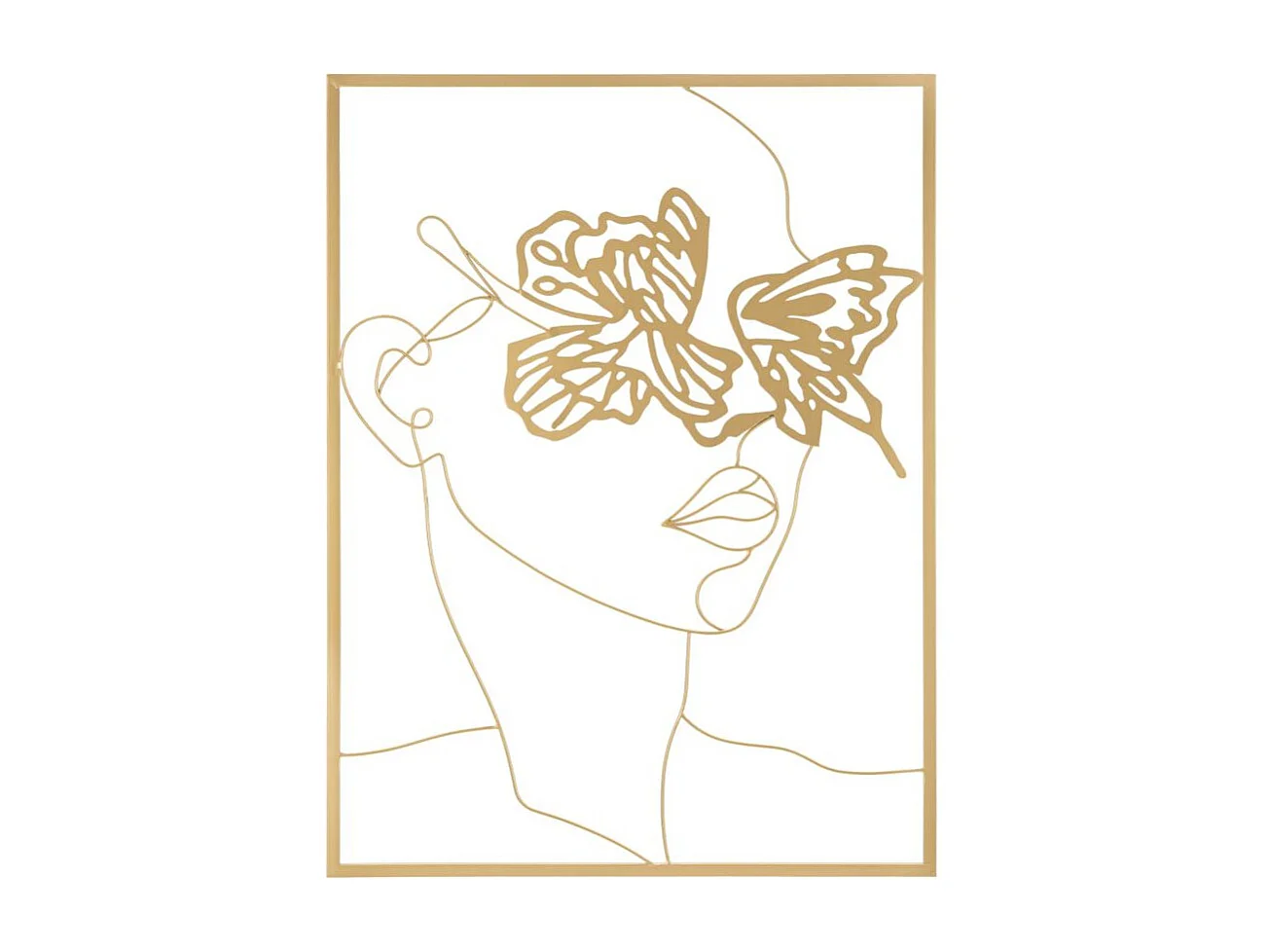 Décoration Murale Encadrée en Métal "Visage" 80cm Or