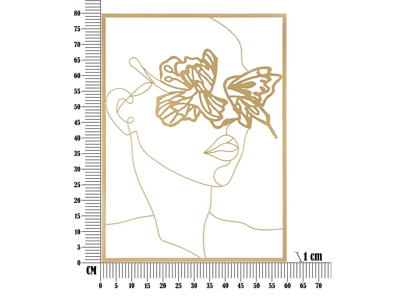 Décoration Murale Encadrée en Métal "Visage" 80cm Or