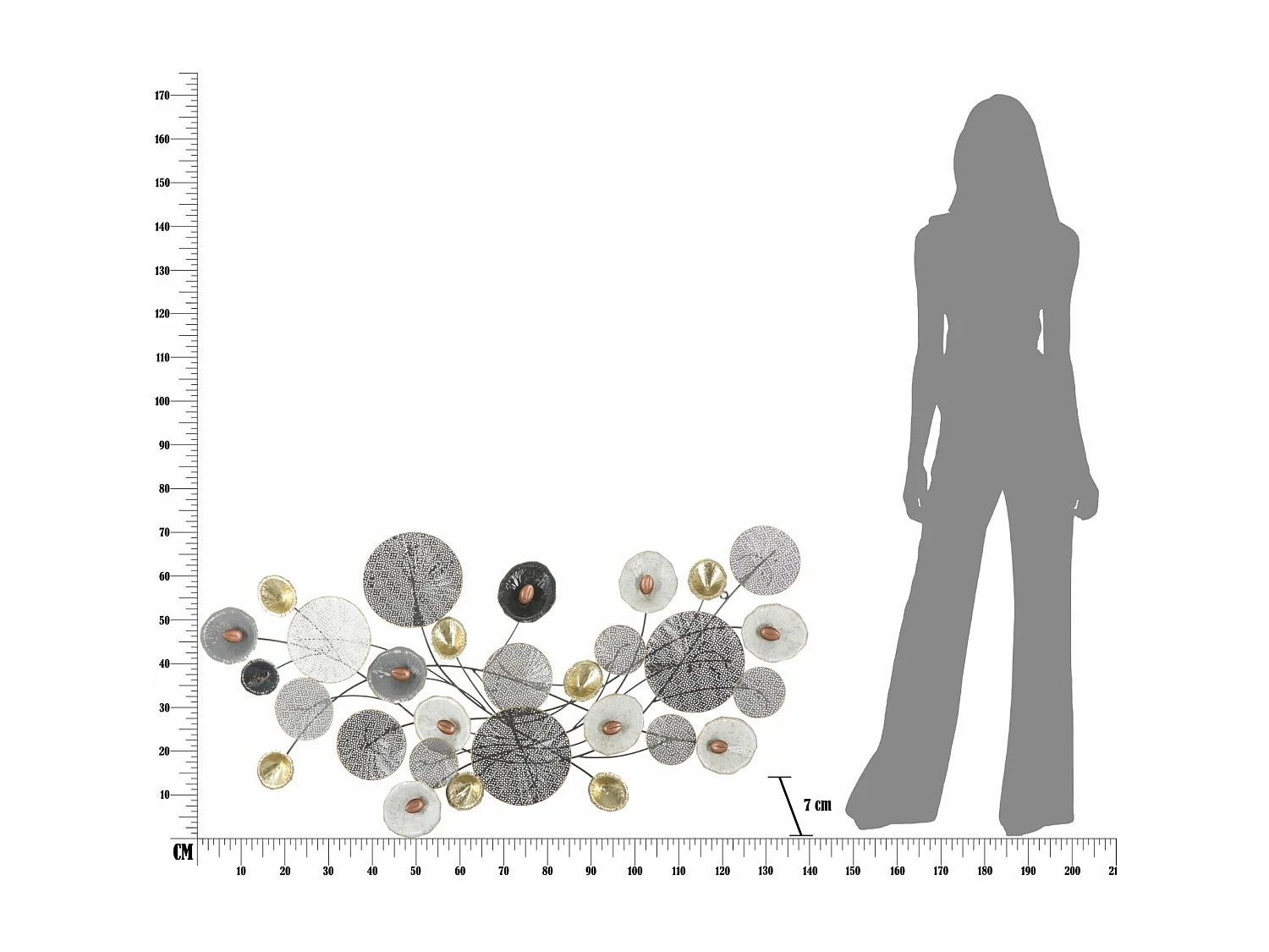 Décoration Murale en Métal "Grille" 135cm Multicolore