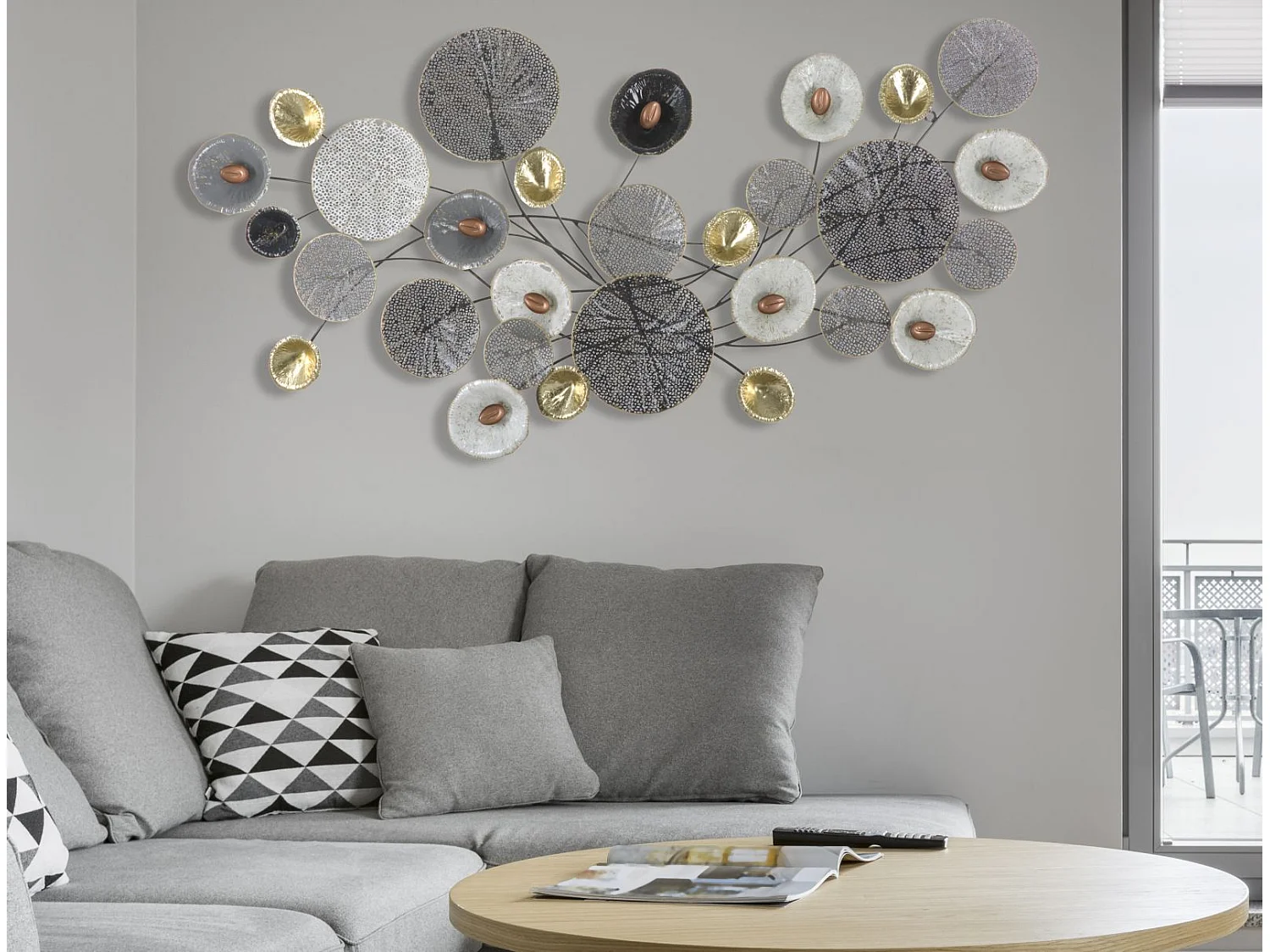 Décoration Murale en Métal "Grille" 135cm Multicolore