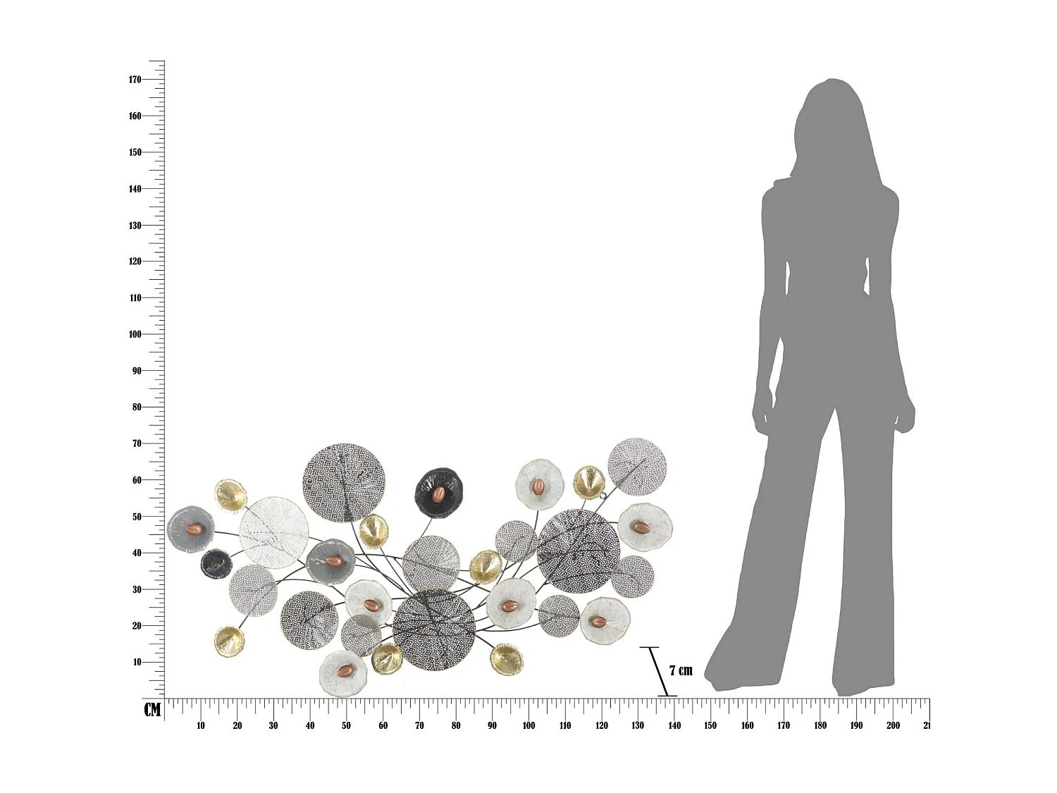 Décoration Murale en Métal "Grille" 135cm Multicolore