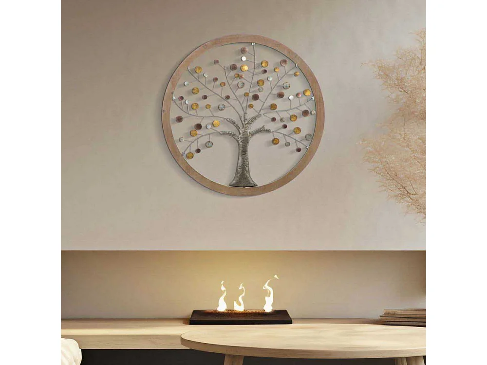 Déco Murale Ronde "Arbre de Vie" 80cm Multicolore