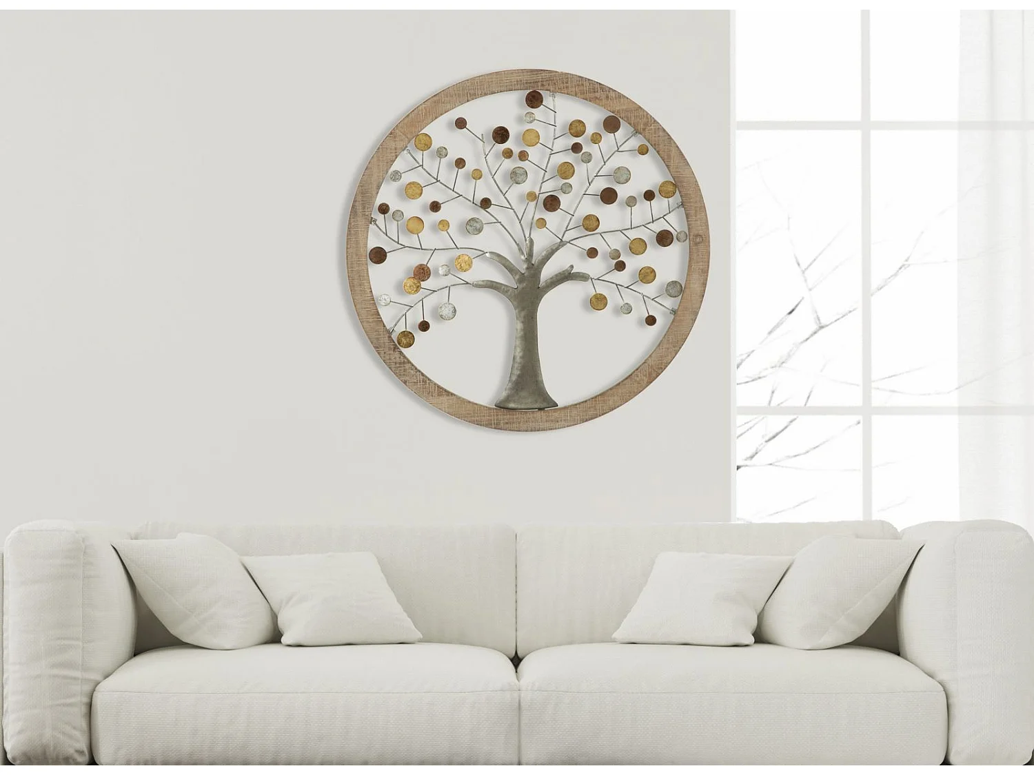 Déco Murale Ronde "Arbre de Vie" 80cm Multicolore