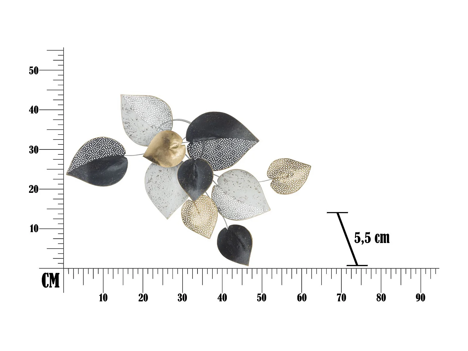 Décoration Murale en Métal "Demi-Feuille" 62cm Multicolore