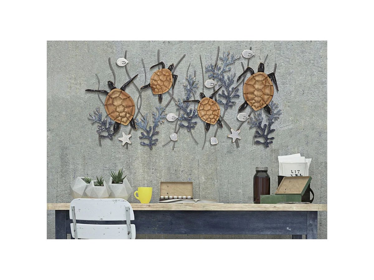 Décoration Murale en Métal "Turtle" 132cm Multicolore
