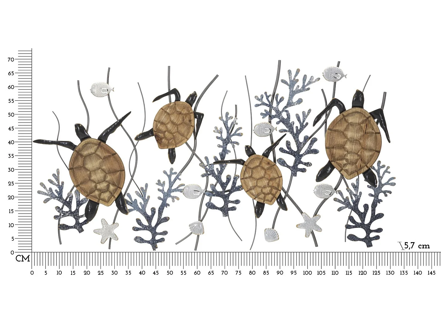 Décoration Murale en Métal "Turtle" 132cm Multicolore