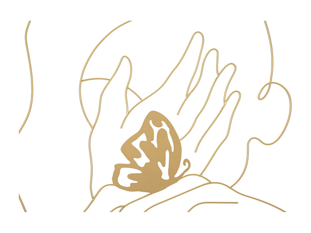 Décoration Murale Encadrée en Métal "Mains Visage" 80cm Or